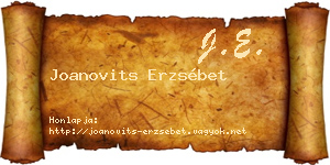 Joanovits Erzsébet névjegykártya